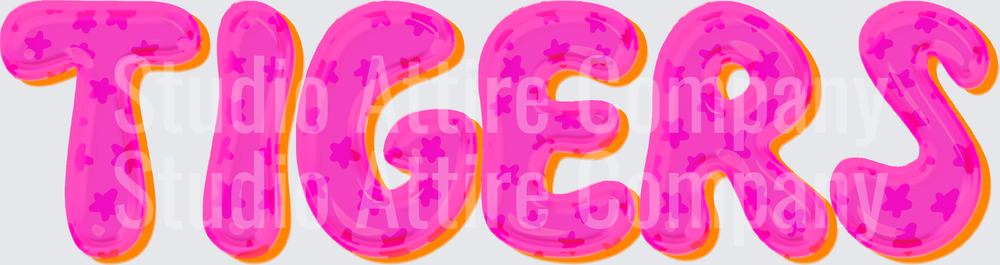 Bubble Tigers, DTF Heat Transfer - Raw Image