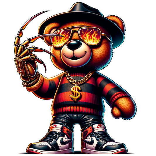 Transferencia de calor de Freddy Bear, prensa y despega, sin camiseta 