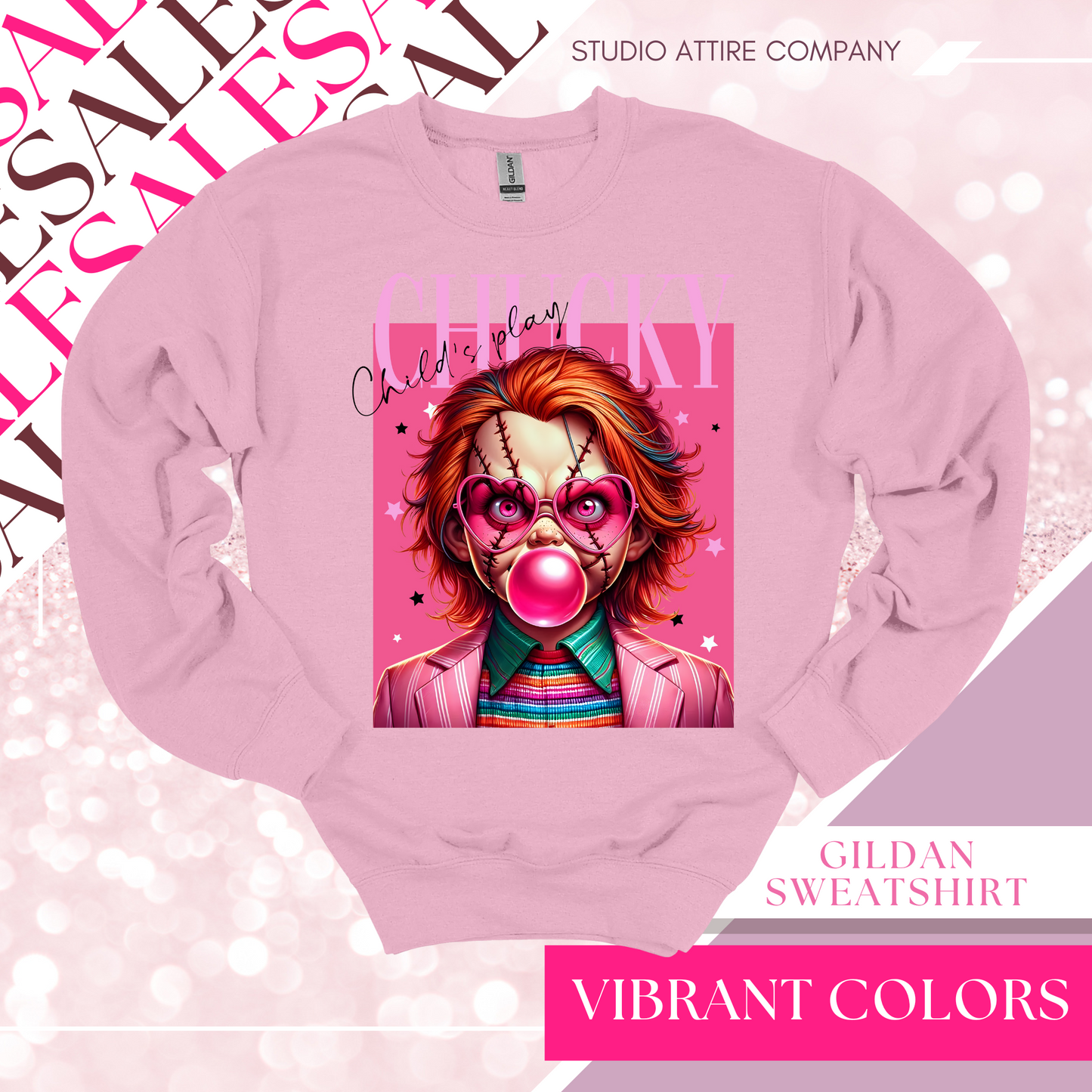 Horror bubblegum, Graphic sweatshirt, light pink, heat transfer, Valentine