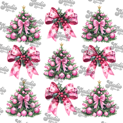 Pink Christmas, DTF Heat Transfer