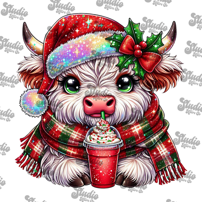 Christmas cow, DTF Heat Transfer