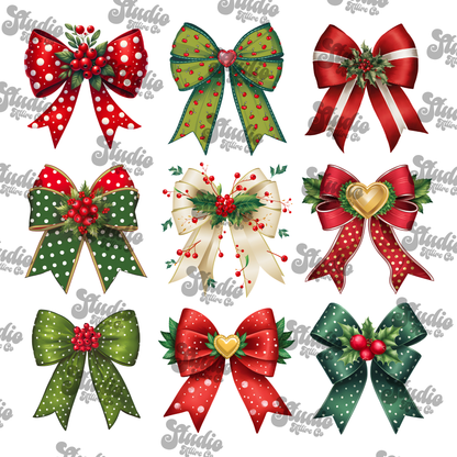 Christmas bows, DTF Heat Transfer