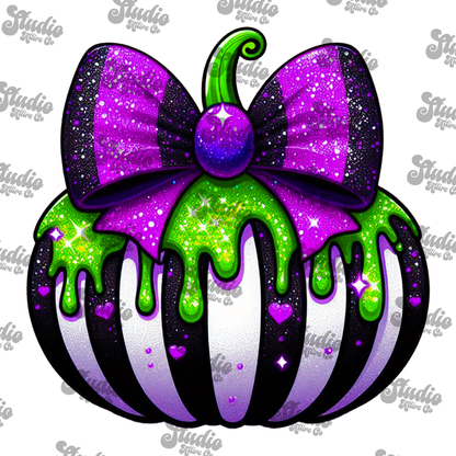 Purple and white striped pumpkin, DTF Heat Transfer