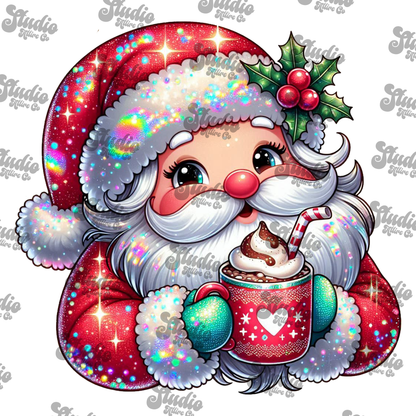Faux glitter santa, DTF Heat Transfer