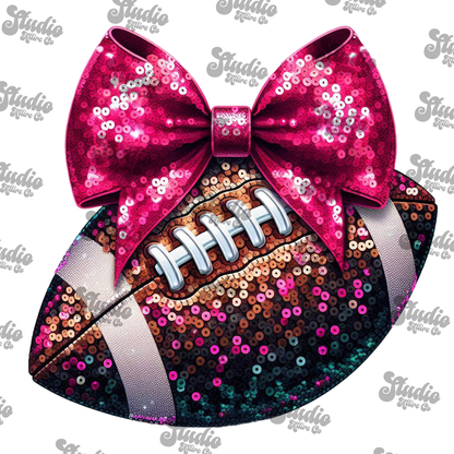 Faux sequin football, DTF Heat Transfer