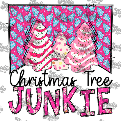 Christmas tree junkie, DTF Heat Transfer