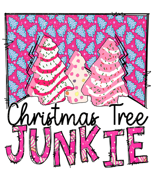 Christmas tree junkie, heat transfer, press and peel