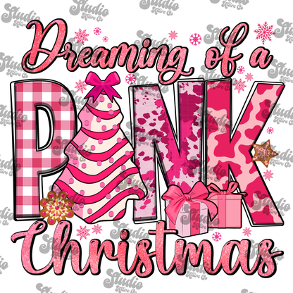 Pink Christmas, DTF Heat Transfer