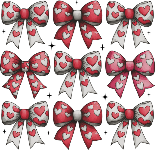 Bows, valentines, heat transfer, press and peel, no shirt, made to order