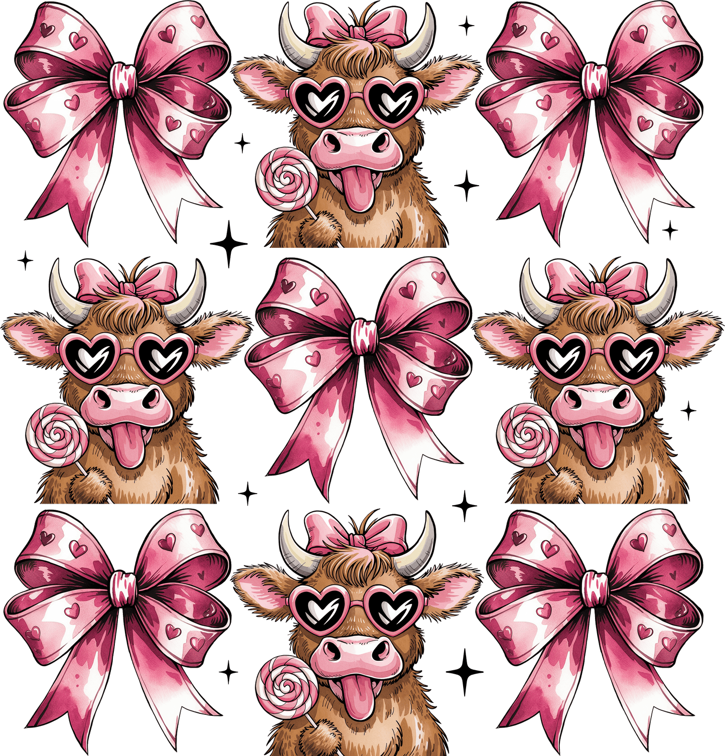 Cows and bows, valentines, heat transfer, press and peel, no shirt, made to order