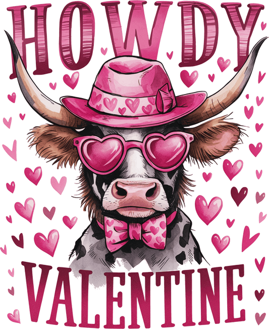 Howdy, valentines, heat transfer, press and peel, no shirt, made to order