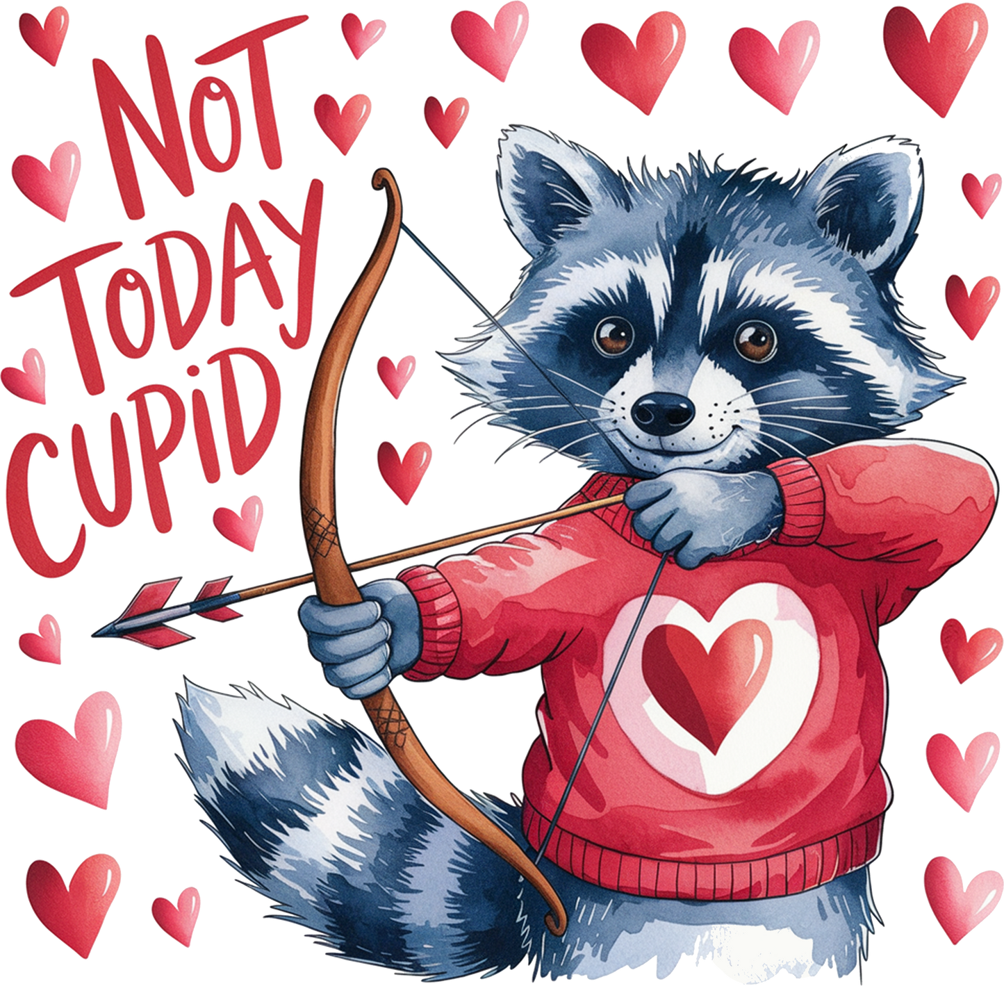 Not today cupid, valentines, heat transfer, press and peel, no shirt, made to order