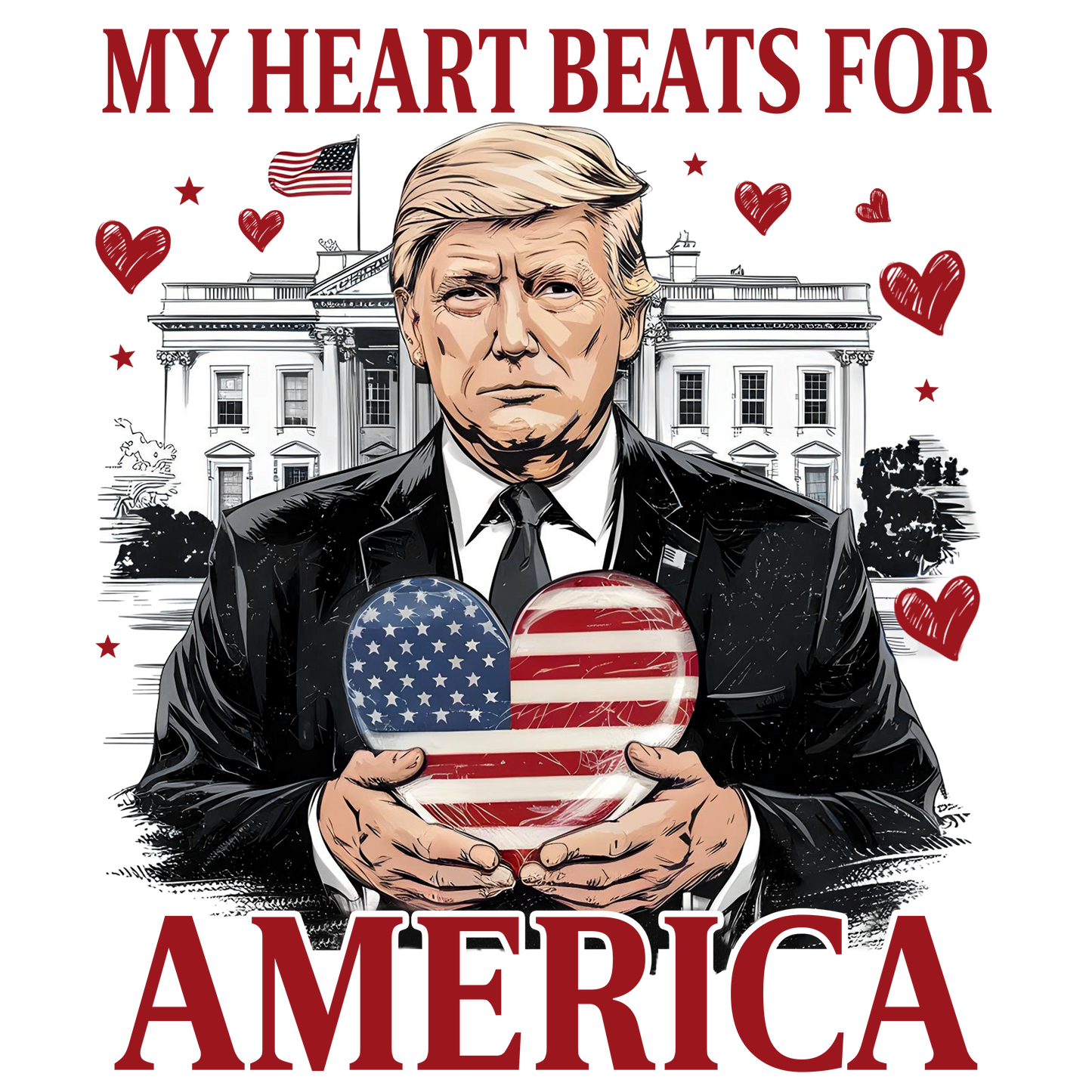 trump, valentines, heat transfer, press and peel, no shirt, made to order