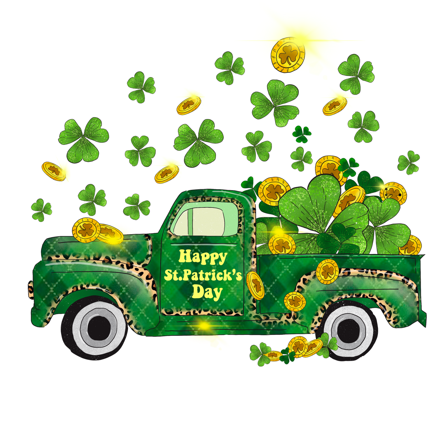 Truck, St. Patty, heat transfer, press and peel, no shirt, made to order