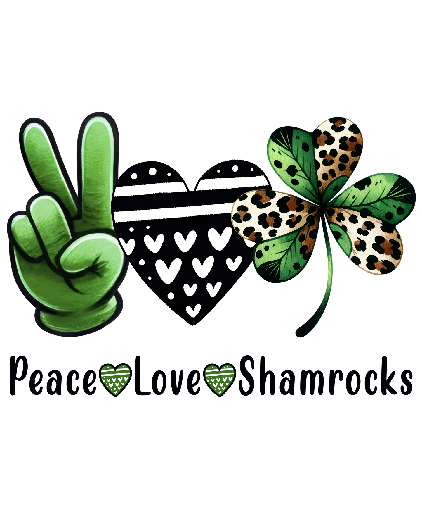 peace, love, lucky, St. Patty, heat transfer, press and peel, no shirt, made to order