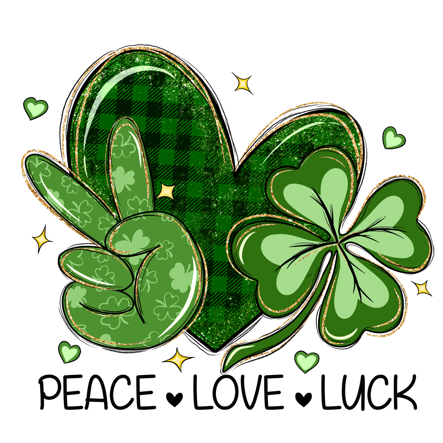 Peace, love, shamrock, St. Patty, heat transfer, press and peel, no shirt, made to order