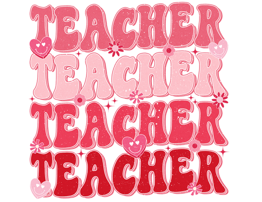 Teacher, valentines, heat transfer, press and peel, no shirt, made to order