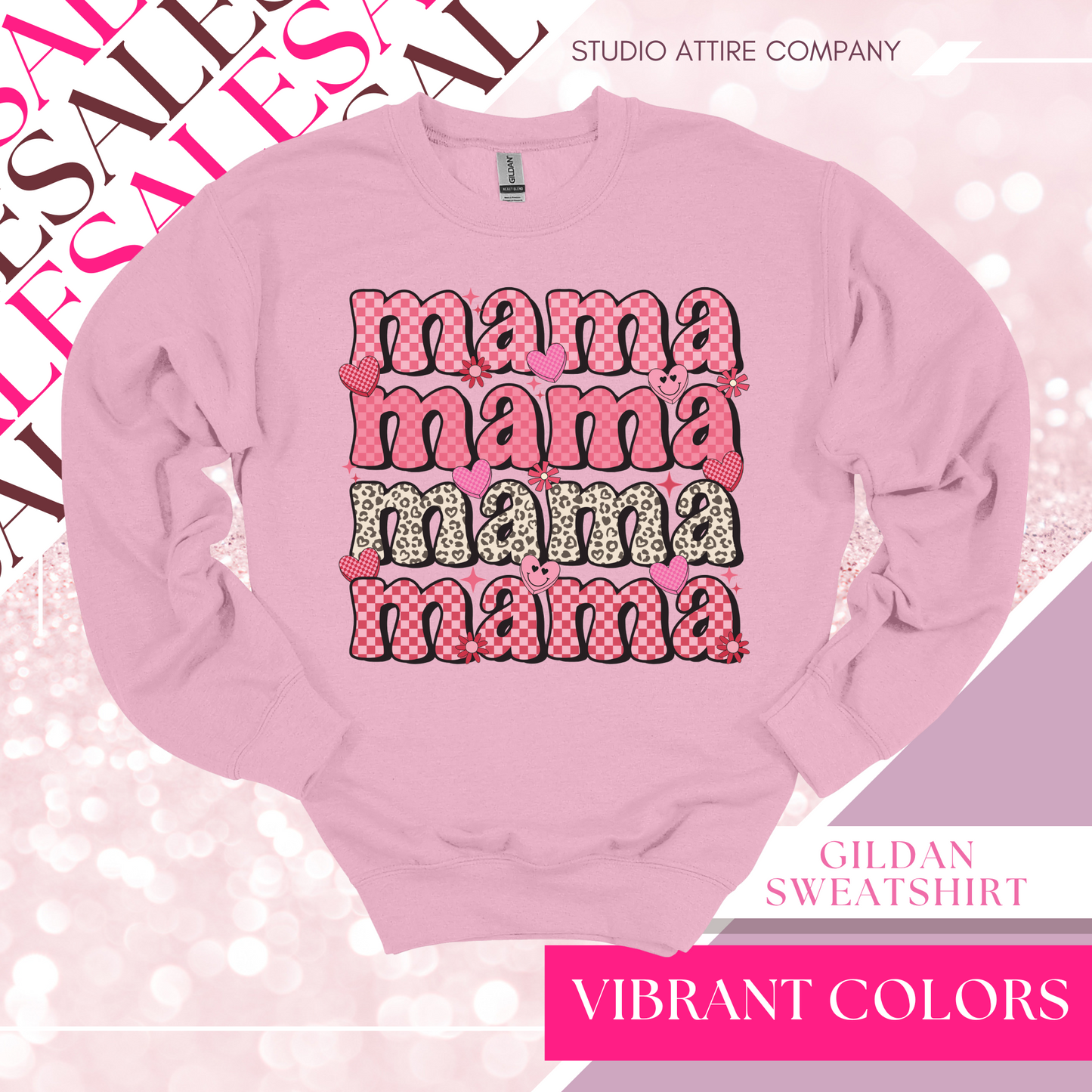 Mama, Graphic sweatshirt, light pink, heat transfer, Valentine