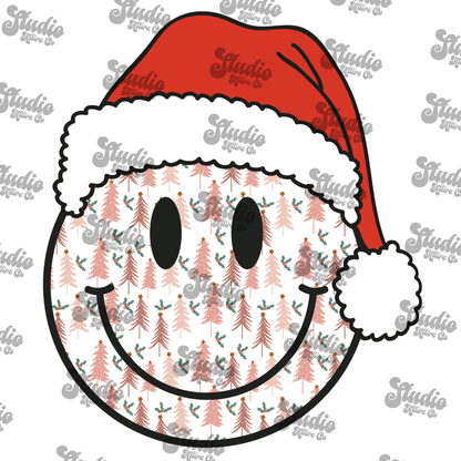 Christmas tree smiley face, DTF Heat Transfer
