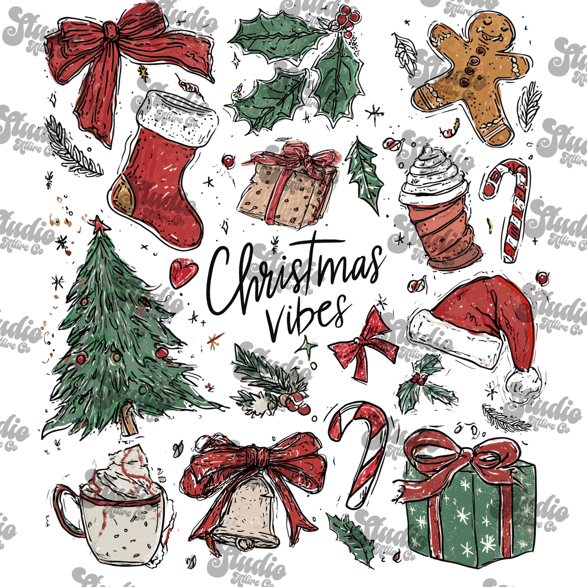 Christmas vibes, DTF Heat Transfer