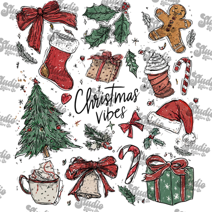 Christmas vibes, DTF Heat Transfer