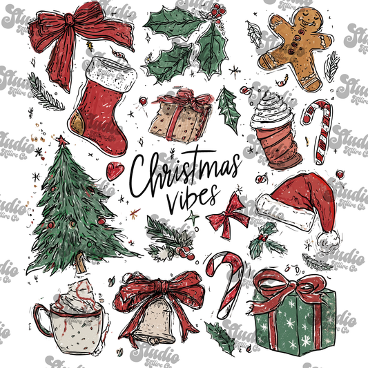 Christmas vibes, DTF Heat Transfer