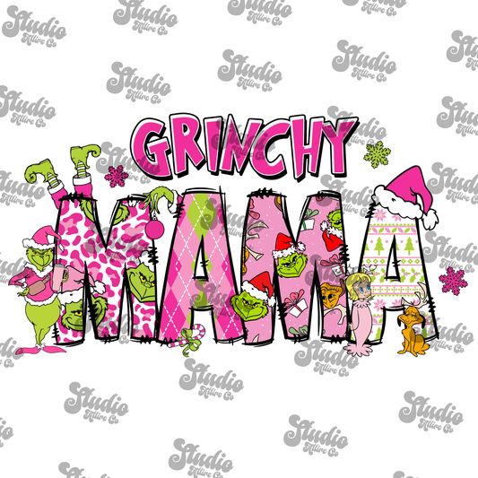 Grinchy mama, DTF Heat Transfer