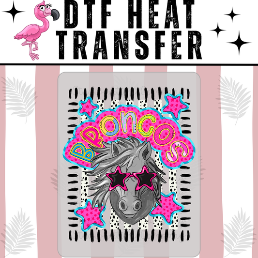 Broncos star glasses, DTF Heat Transfer