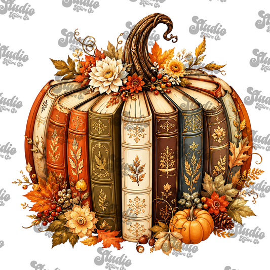 Book pumpkin, DTF Heat Transfer