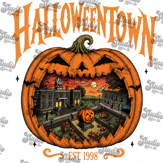 HalloweenTown Pumpkin EST 1998, DTF Heat Transfer