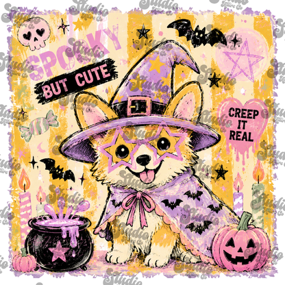 Spooky Corgi, DTF Heat Transfer