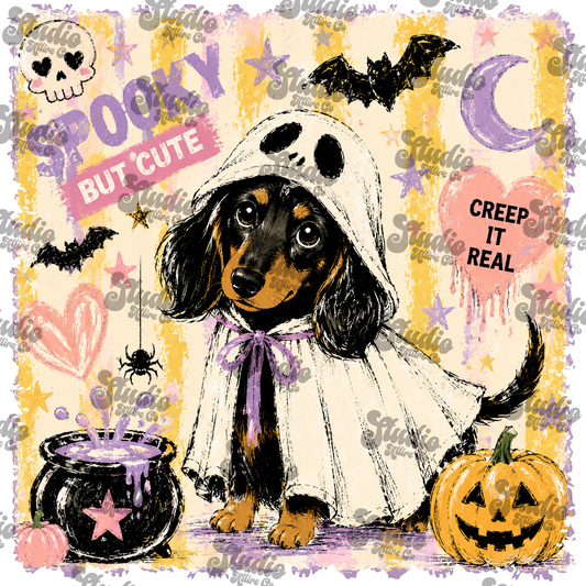 Spooky dachshund, DTF Heat Transfer