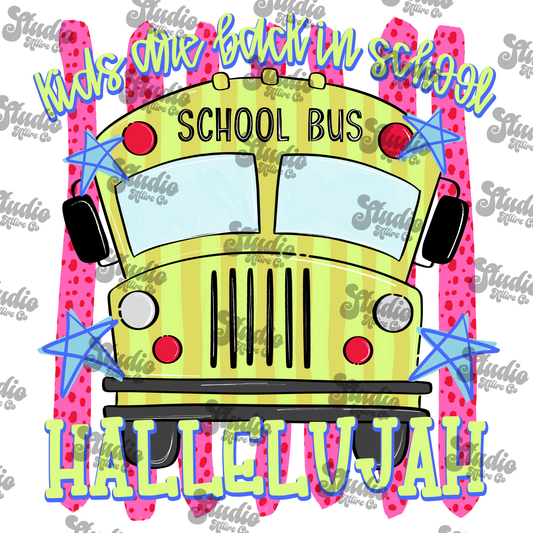 Kids are back in school hallelujah, Pink, DTF Heat Transfer