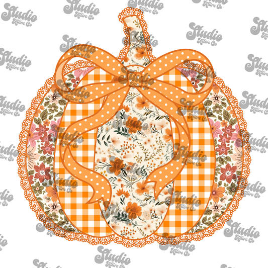 Floral & lace pumpkin, DTF Heat Transfer