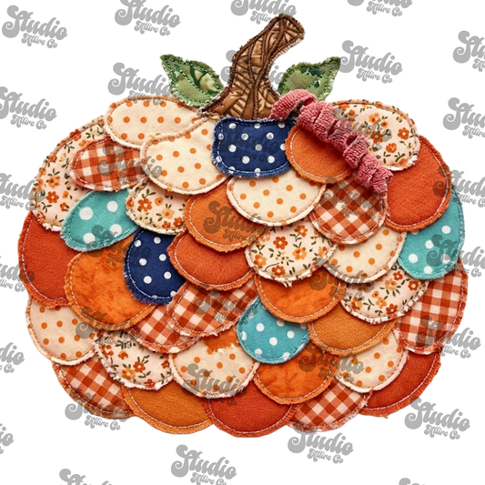 Faux quilted pumpkin, DTF Heat Transfer