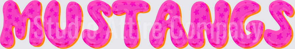 Bubble Mustangs, DTF Heat Transfer - Raw Image