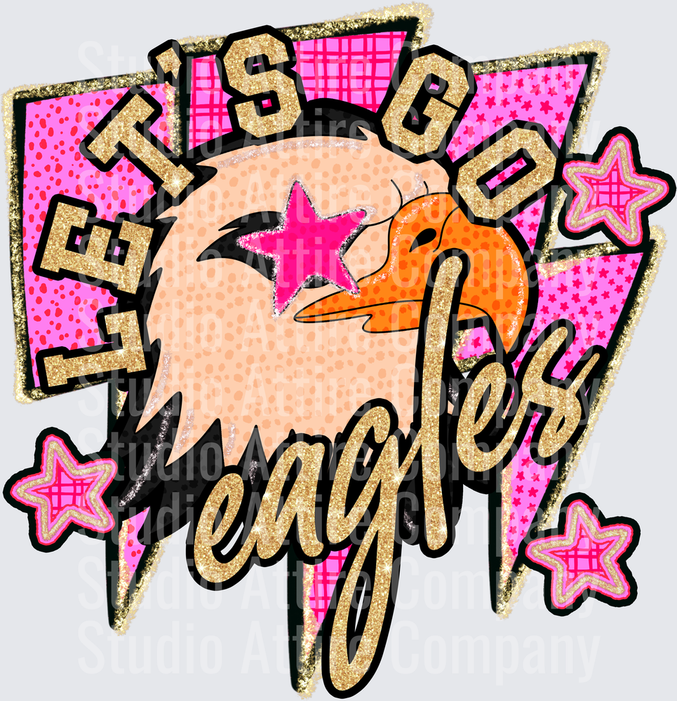 Let's go Eagles, DTF Heat Transfer - Raw Image