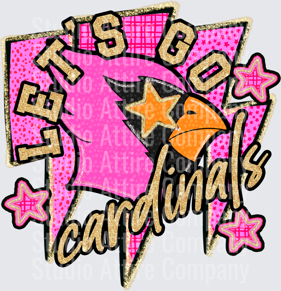 Let's go Cardinals, DTF Heat Transfer - Raw Image