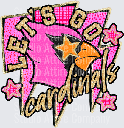 Let's go Cardinals, DTF Heat Transfer - Raw Image