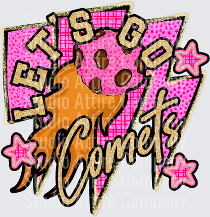Let's go Comets, DTF Heat Transfer - Raw Image