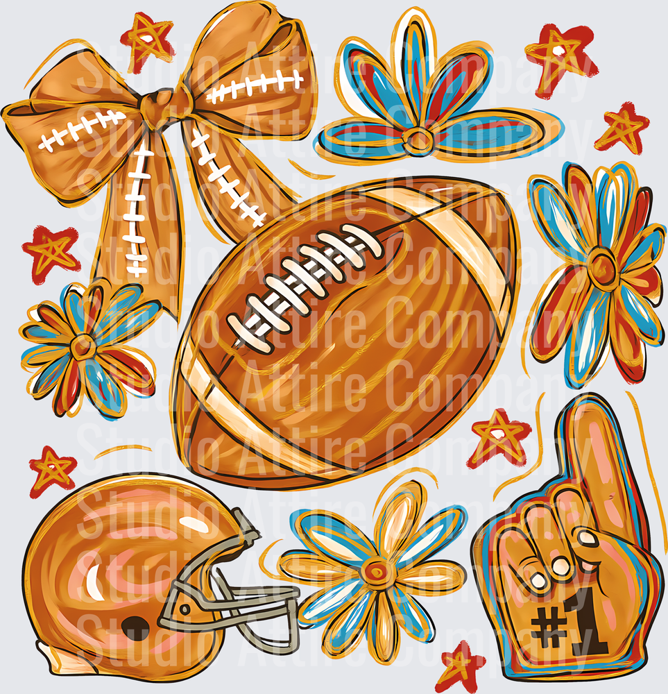 Football fall time, DTF Heat Transfer - Raw Image