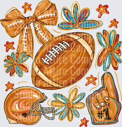 Football fall time, DTF Heat Transfer - Raw Image